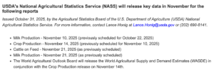 USDA Will Release Nov. WASDE, Crop Production Reports – Farm Policy News